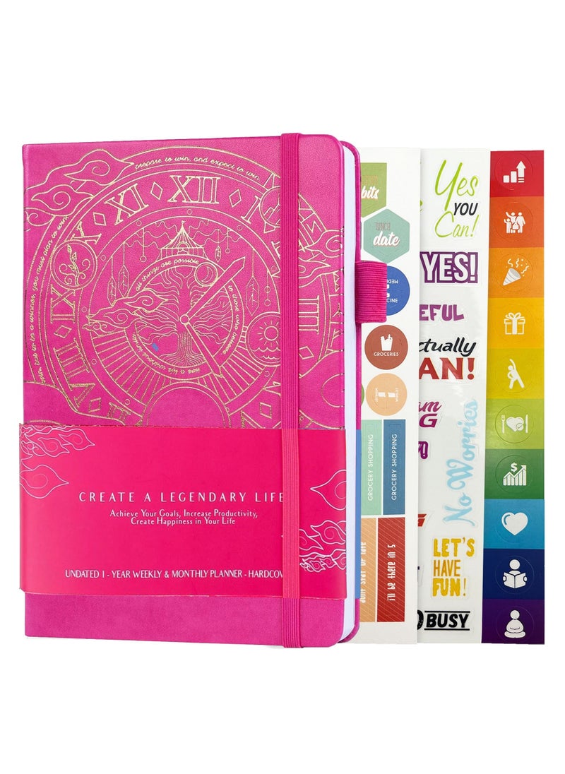 Swift Dairy Planner - Deluxe Weekly & Monthly Life Planner to Hit Your Goals & Live Happier. Organizer Notebook & Productivity Journal. A5 Hardcover, Undated - Start Any Time  - Image 1