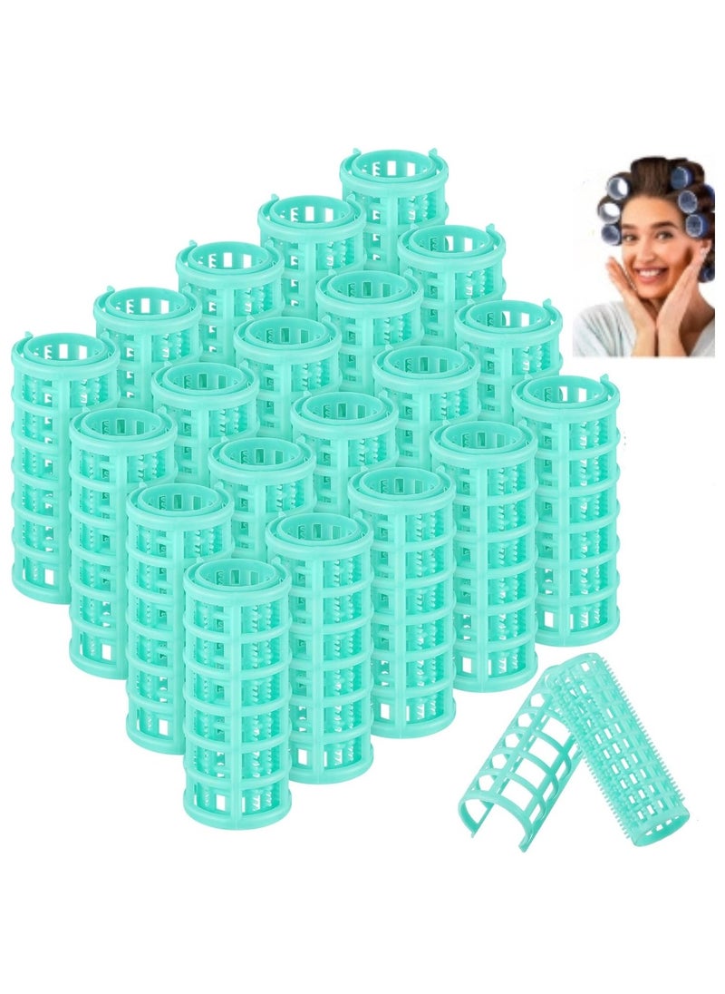 Kimaya 24 Pieces Snap on Hair Roller, 0.98 Inch/ 2.5 cm Plastic Hair Rollers Hair Curlers for Short Hair Long Hair Hairdressing Styling Tools, Sea Green  - Image 1