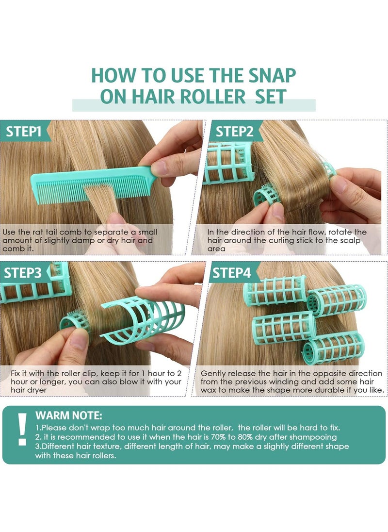Kimaya 24 Pieces Snap on Hair Roller, 0.98 Inch/ 2.5 cm Plastic Hair Rollers Hair Curlers for Short Hair Long Hair Hairdressing Styling Tools, Sea Green  - Image 5