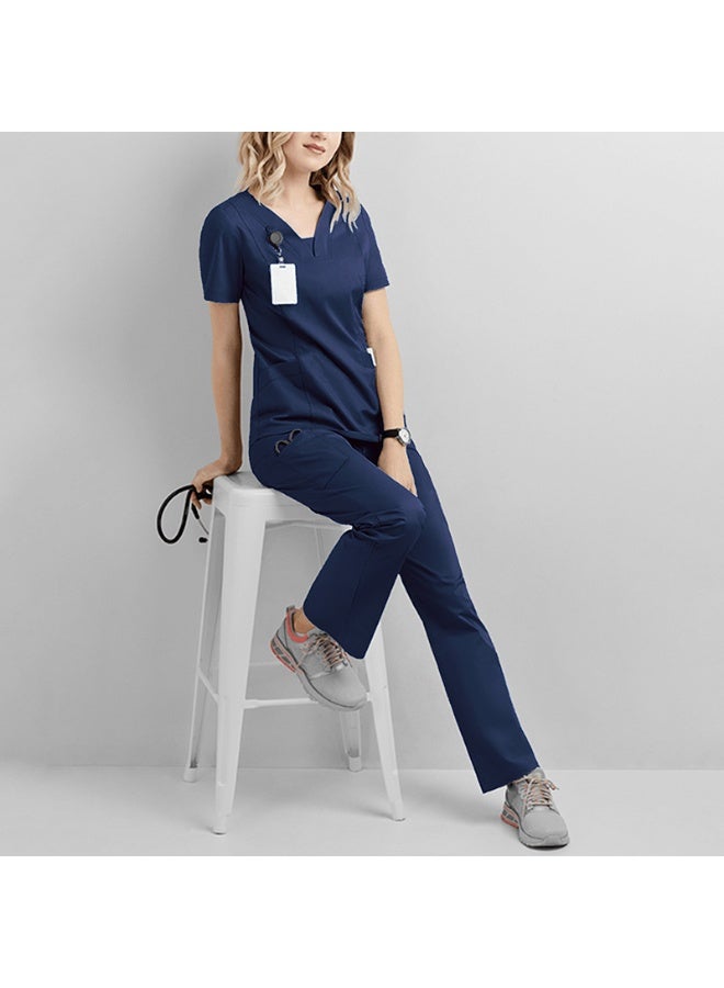 NIBEMINENT Workwear Medical Scrubs Uniform Set Doctor  Nurse Short Sleeve Surgical Gown Pants for Hospitals Dental Clinics  Beauty Salons - Image 1