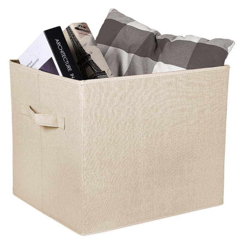 Lush Decor Fabric Covered 3 Piece Collapsible Storage Box Set, 16" x 12" x 10", Linen - DISCONTINUED - Image 1