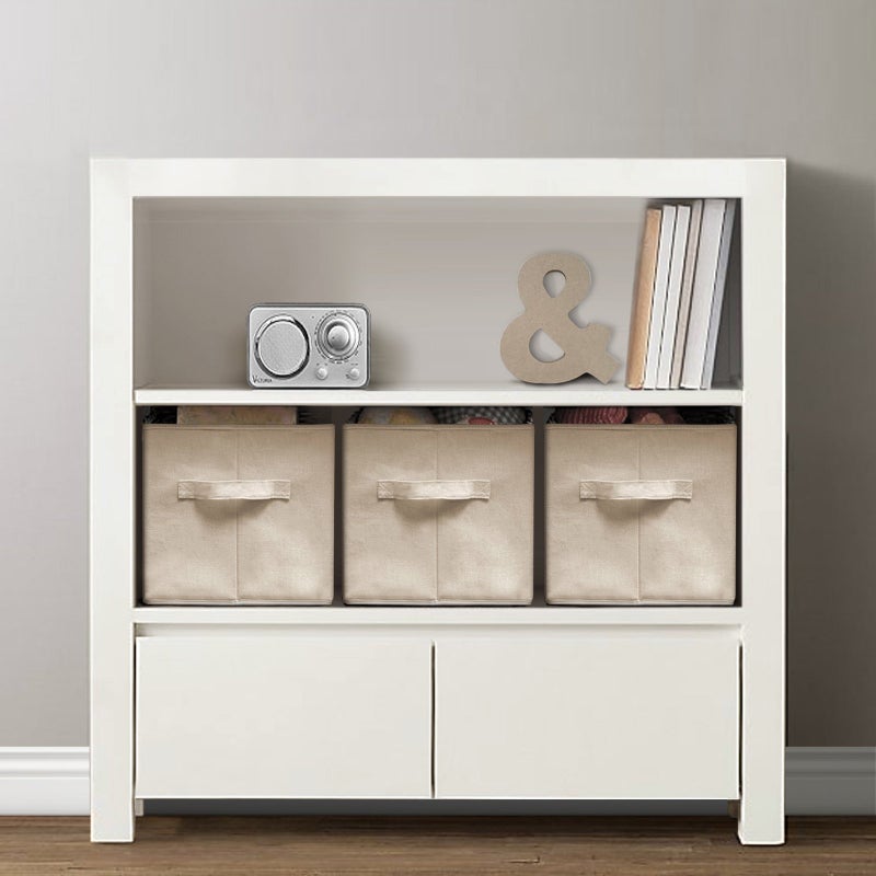 Lush Decor Fabric Covered 3 Piece Collapsible Storage Box Set, 16" x 12" x 10", Linen - DISCONTINUED - Image 2