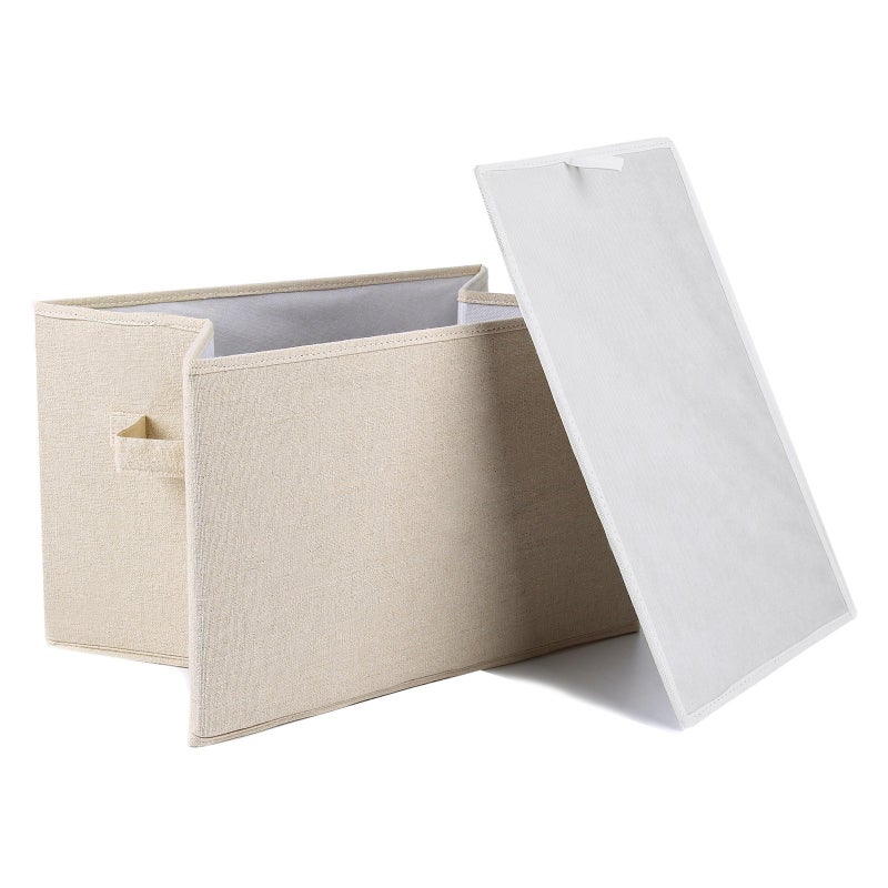 Lush Decor Fabric Covered 3 Piece Collapsible Storage Box Set, 16" x 12" x 10", Linen - DISCONTINUED - Image 3