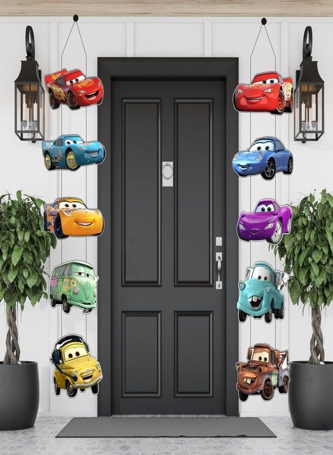 ARHAVI 2pcs Cars Theme Porch Sign Door Hanging Banner, Cars Birthday Party Supplies for Kids Party Wall Decorations - Image 4