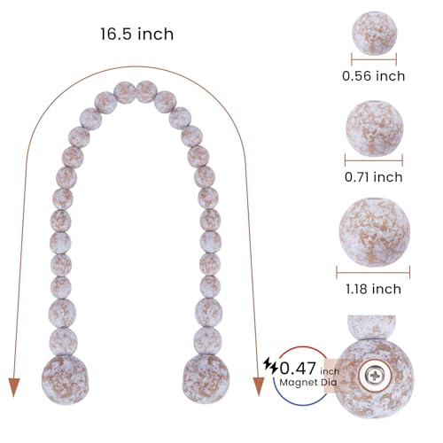 KLOGTSIND Magnetic Curtain Tiebacks, Curtain Tie Backs for Curtains 2 Pack, Wood Bead Curtain Tiebacks, Curtain Holders for Boho Bedroom Decor, Baby Nursery Decor, Farmhouse Decor - Image 3
