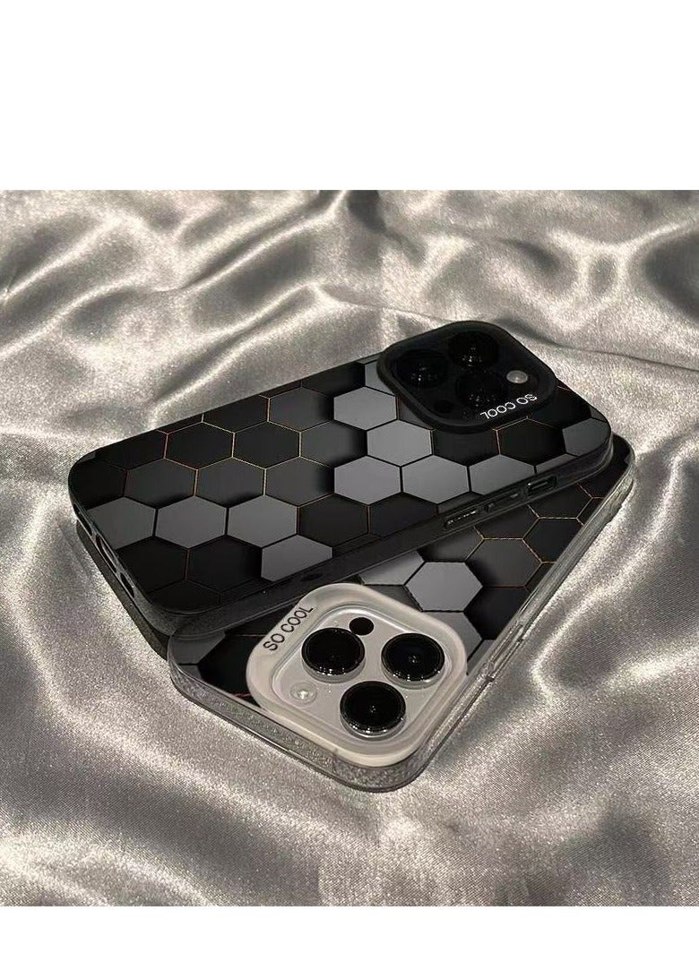 جراب أسود غير لامع مقاوم للصدمات بتصميم خلية النحل لهاتف iPhone 16 Pro Max | مضاد لبصمات الأصابع، مقاوم للسقوط، مقاوم للخدش، ومضاد للصدمات - Image 3
