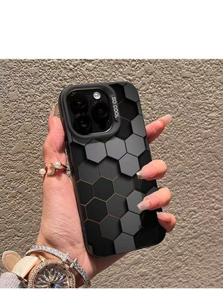Black Matte Honeycomb Shockproof Case for iPhone 16 Pro Max