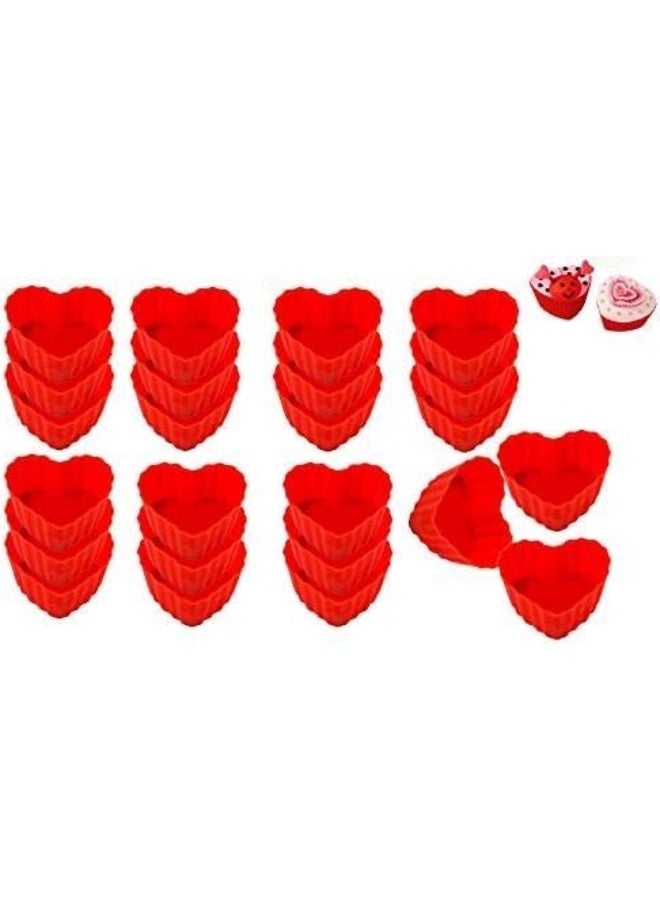 زوبا قوالب كب كيك علي شكل قلب من السيليكون المقاوم للحرارة، 12 قطعة، اكواب خبز غير لاصقة للكب كيك والمافن والشوكولاتة والكب كيك، متعددة الالوان - Image 3