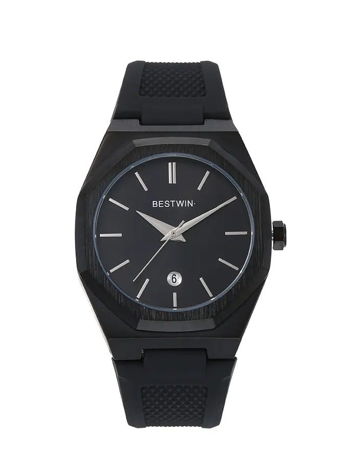 Men's casual watch from Bestwin, waterproof, high quality, with a silicone strap