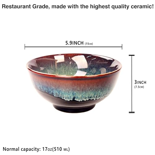Jinsongdafa 17oz Ceramic Soup & Cereal Bowls Set of 6, Dishwasher & Microwave Safe - Image 2