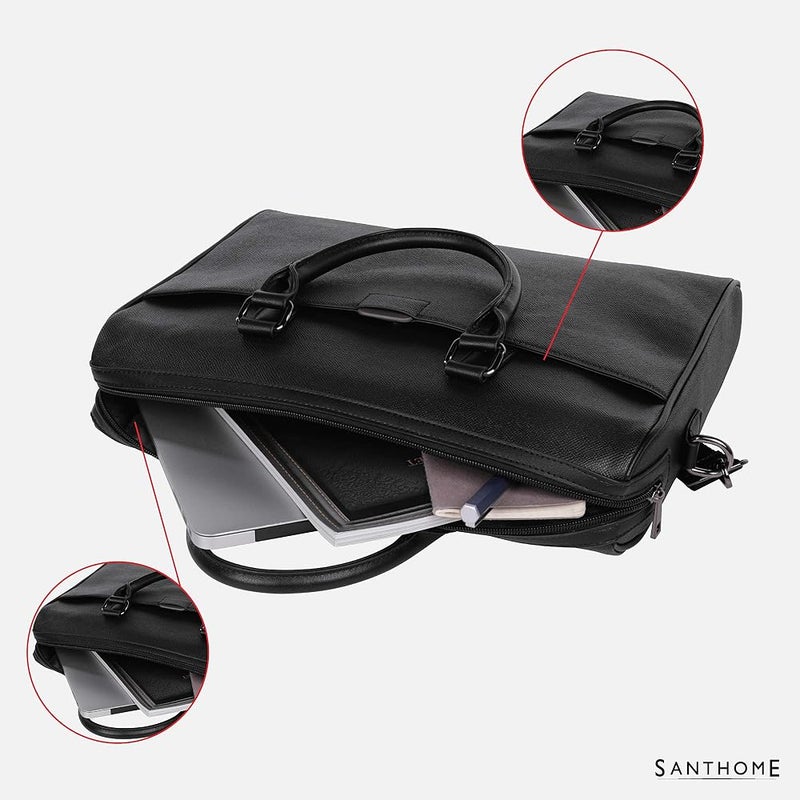 سانثوم حقيبة أعمال فاخرة من نوع Deluxe، مخصصة لحمل اللابتوبات بحجم 15.6 بوصة، مزودة بحزام كتف رفيع ومريح، مناسبة للتنقلات والسفر. حقيبة عملية تحتوي على أقسام سهلة الوصول إليها. - Image 2