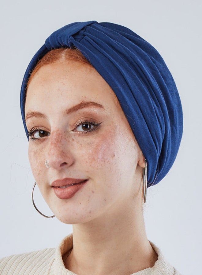 Tie Shop - Knotted Cotton Turban - Blue For Women