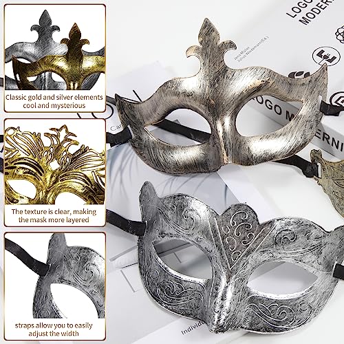 yeload Masquerade Masks 100 Bulk Vintage Masks of Masquerade Party, Venetian, Mardi Gras, Halloween, Masks for Women, Men (Gold) - Image 5