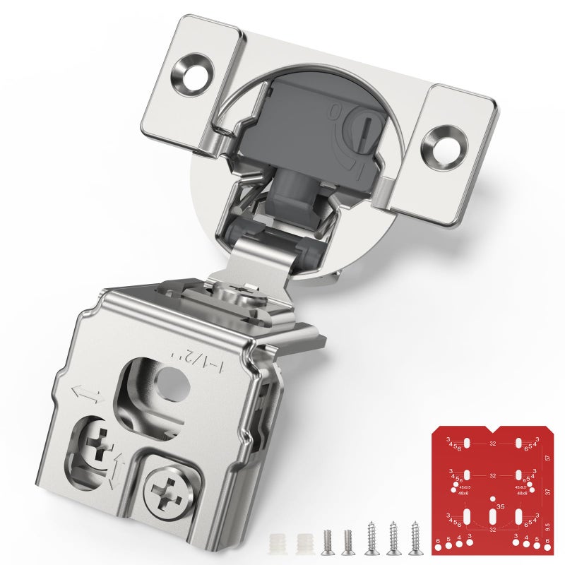 Chibery 60 Pack 112 Overlay 4D Soft Close Cabinet Hinges Concealed Face Frame Adjustable Closing Speed 105 Opening Smooth Slow Hidden Self Closing for Kitchen Corner Cupboard with Template - Image 2