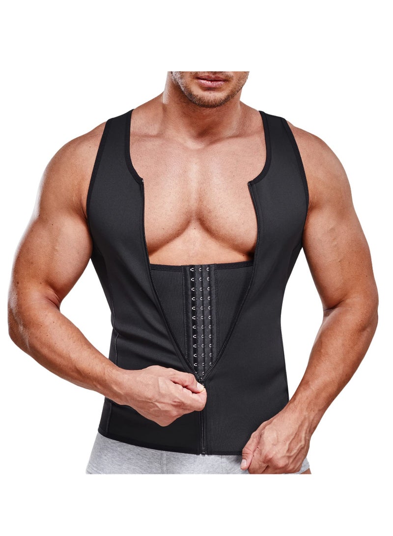 SOLARAE Compression Shirt for Men Slimming Undershirt Body Shaper Tight Undershirt Tummy Control Girdle, Sleeveless Shapewear Vest Men(L) - Image 1