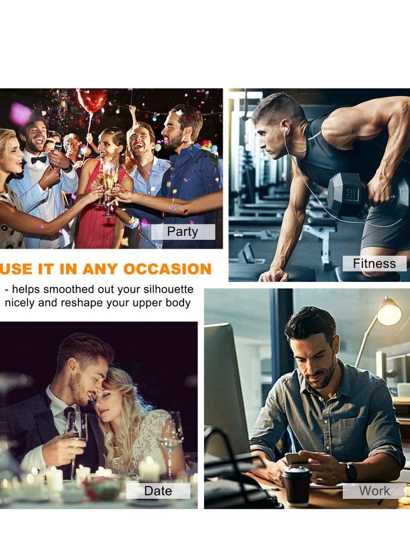 SOLARAE Compression Shirt for Men Slimming Undershirt Body Shaper Tight Undershirt Tummy Control Girdle, Sleeveless Shapewear Vest Men(L) - Image 4