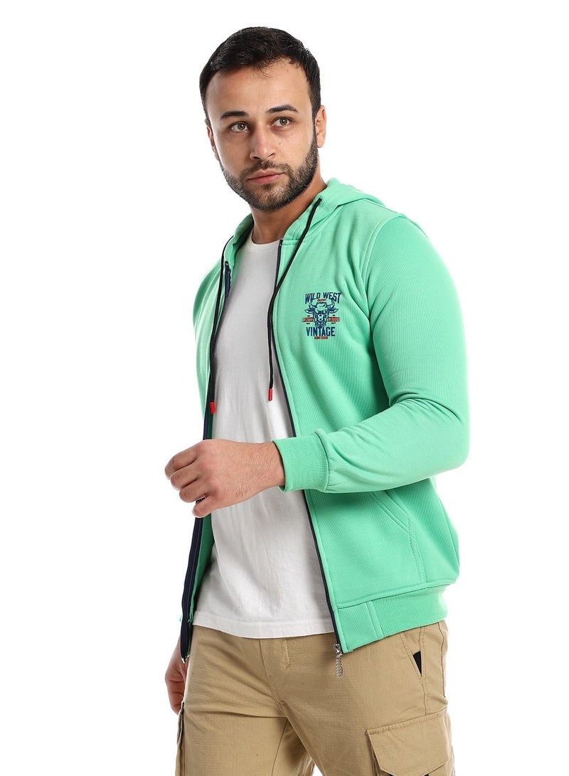 سيزار هودي رجالي طباعة ومزود بسوستة وجيوب أمامية - Image 3