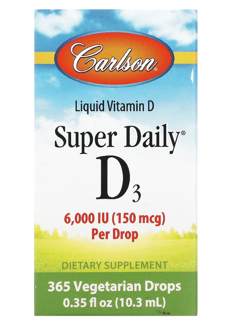 Carlson Super Daily D3, 150 mcg (6,000 IU), 0.35 fl oz (10.3 ml)