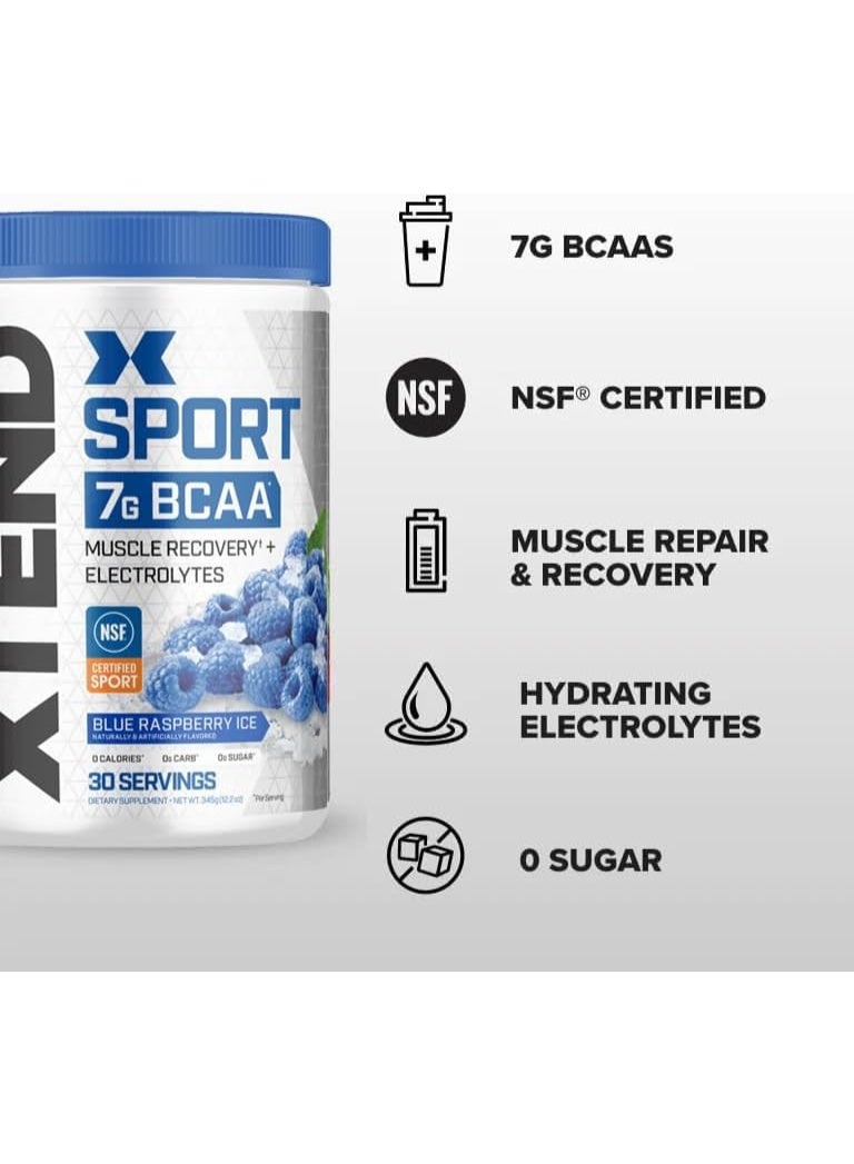 SCIVATION XTEND Sport BCAA Powder Blue Raspberry Ice Electrolyte Powder 12.2 oz 30 Servings - Image 3