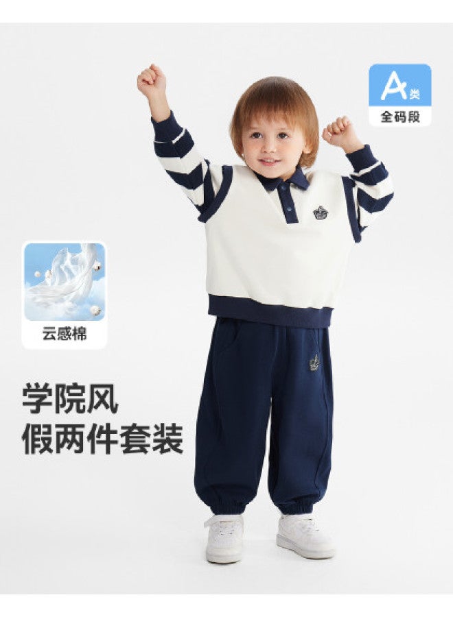 Spring Collection Debut] Baby Two-piece Set School Style Outfit Boys And Girls 2026 New Arrival Children's Kindergarten Uniform - Image 1