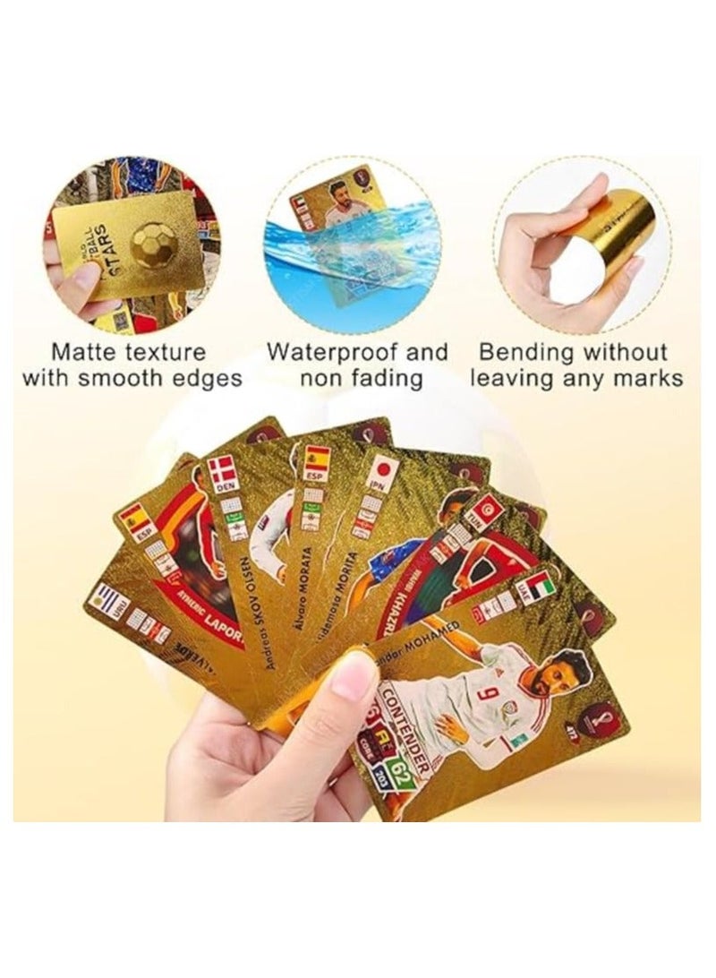 REZZOSS 55 Pcs Gold Foil World Football Stars Soccer Cards – Lionel Messi, Cristiano Ronaldo & Neymar Trading Card Deck | Golden TCG Collectible Set for Kids | National Team Players Battle Game | Waterproof Shiny Gift Box for Boys & Collectors - Image 4