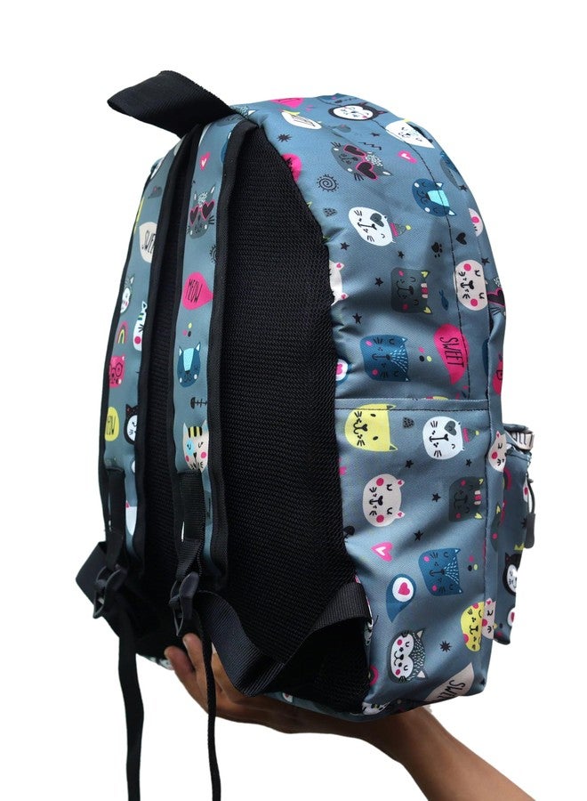 WECROO Unique Design School Collage Bag For Girls & Woman Laptop Stylish Backpack Printed office Waterproof Large Bag (Grey kitty, Medium) - Image 5