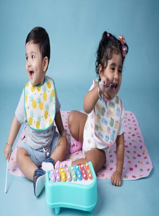 Happy Matty مجموعة مرايل رضاعة الأطفال من هابي ماتي، سريعة الجفاف وقابلة للغسل، 3 قطع، متعددة الألوان، من 0 إلى 3 سنوات، بتصميمات قطة وحلزون وأناناس، حجم كبير (28 سم × 20 سم). - Image 2