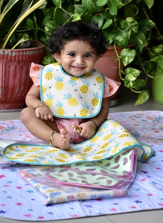 Happy Matty مجموعة مرايل رضاعة الأطفال من هابي ماتي، سريعة الجفاف وقابلة للغسل، 3 قطع، متعددة الألوان، من 0 إلى 3 سنوات، بتصميمات قطة وحلزون وأناناس، حجم كبير (28 سم × 20 سم). - Image 5