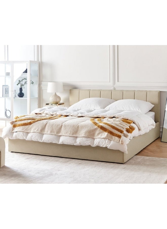 Bed and Mattress Home - Cosmo Upholstered ComfortLarge Twin Size ( 140 X 190 ) Beige Color Bed - Image 1
