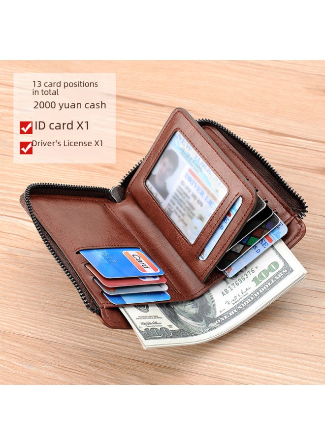 Generic - Benli Kangaroo 2003 Coin Purse Multi-card Slot Card Holder Anti-theft Brush Wallet Leather Material Cpact Size-Color:2001 Brown - Image 1
