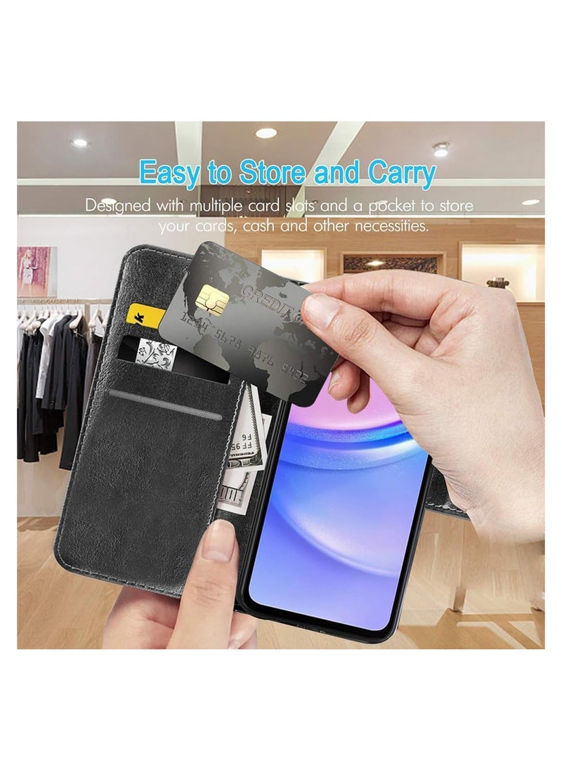 Aookay Wallet Leather Case for Samsung Galaxy A15 4G/5G Phone, Flip Cowhide PU Leather Credit Card Slot Holder, Folio Flip Case (A15 4G/5G)  - Image 3