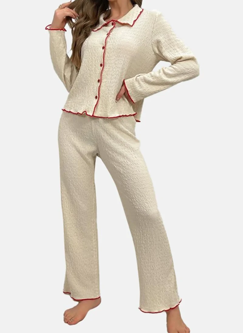 YUNIQEE Cream Solid Pyjamas & Shirt