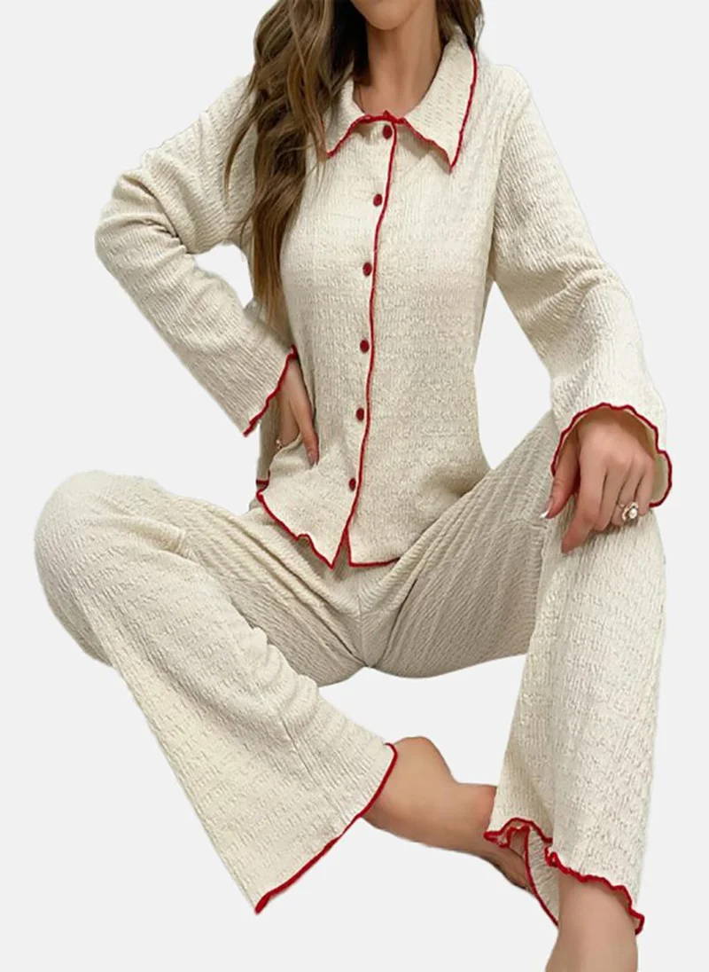 YUNIQEE Cream Solid Pyjamas & Shirt