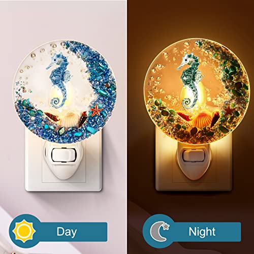 Hortsun Plug in Seashell Night Light Ocean Sea Animal Decorative Night Light Plug in Beach Lamps Vintage Ocean Lamps for Adult for Home Bedroom Living Room Bathroom Wall(Sea Horse) - Image 5