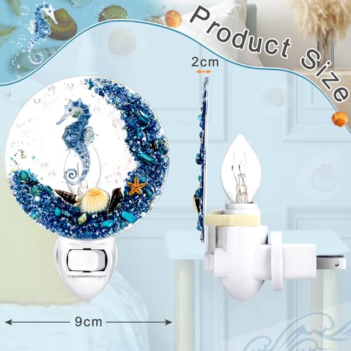 Hortsun Plug in Seashell Night Light Ocean Sea Animal Decorative Night Light Plug in Beach Lamps Vintage Ocean Lamps for Adult for Home Bedroom Living Room Bathroom Wall(Sea Horse) - Image 2