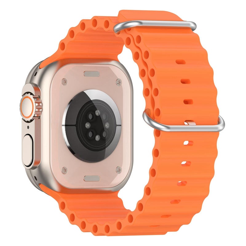 erorex For Apple Watch 46Mm / 49Mm / 45Mm / 44Mm Ocean Silicone Watch Band(Orange) - Image 2