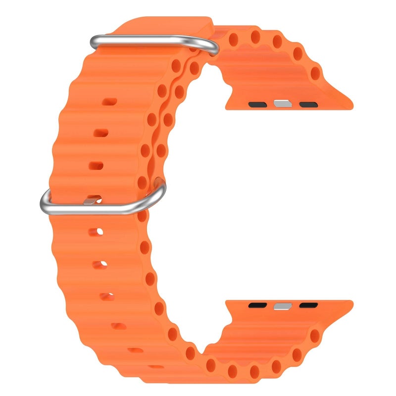 erorex For Apple Watch 46Mm / 49Mm / 45Mm / 44Mm Ocean Silicone Watch Band(Orange) - Image 3