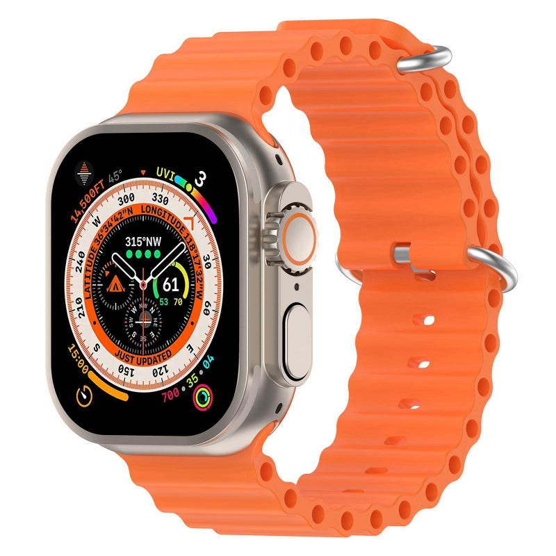 erorex For Apple Watch 46Mm / 49Mm / 45Mm / 44Mm Ocean Silicone Watch Band(Orange) - Image 1