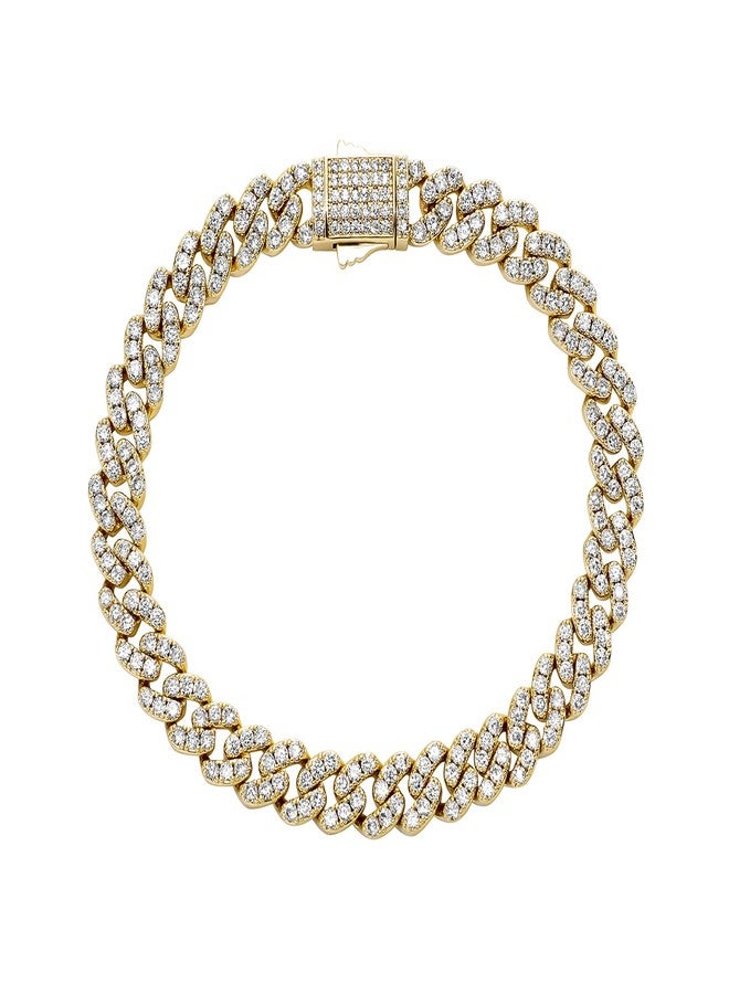 TOPGRILLZ 8mm Cuban Link Anklets for Women 6 Times 14K Gold Plated Fashion Foot Jewelry Gift (Gold, 10) - Image 1