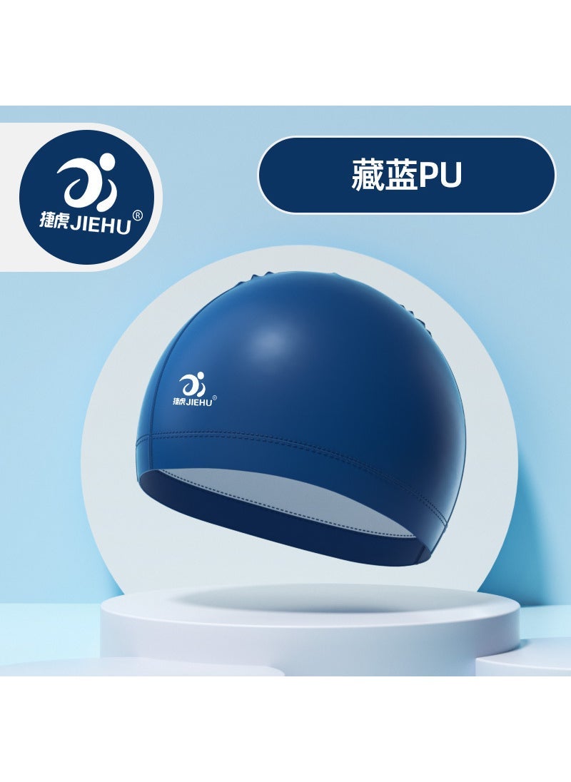 Generic Professional PU Swim Caps Coated Comfortable Waterproof navy blue pu cap