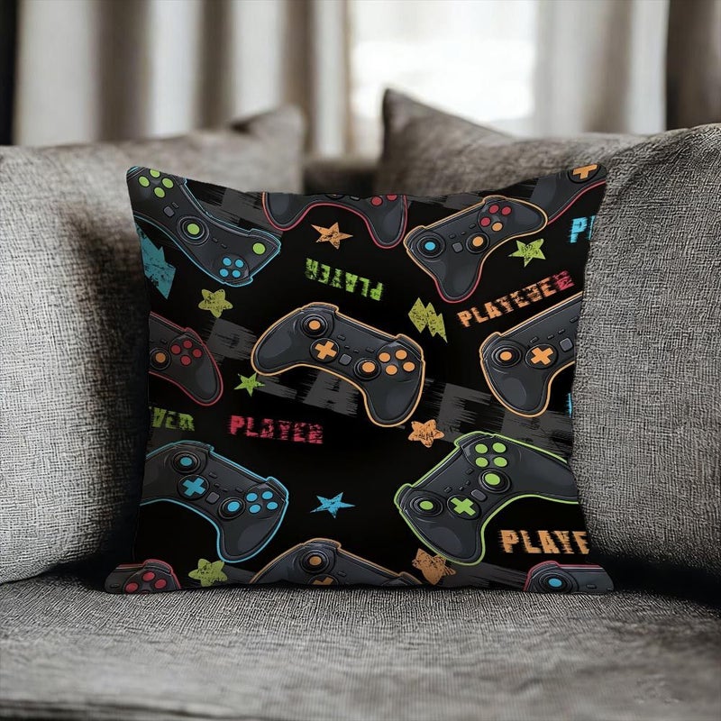 Cartoon Bohemia Game Controller Printed Pillowcase 60x60cm Soft Breathable Home Decor - Image 1
