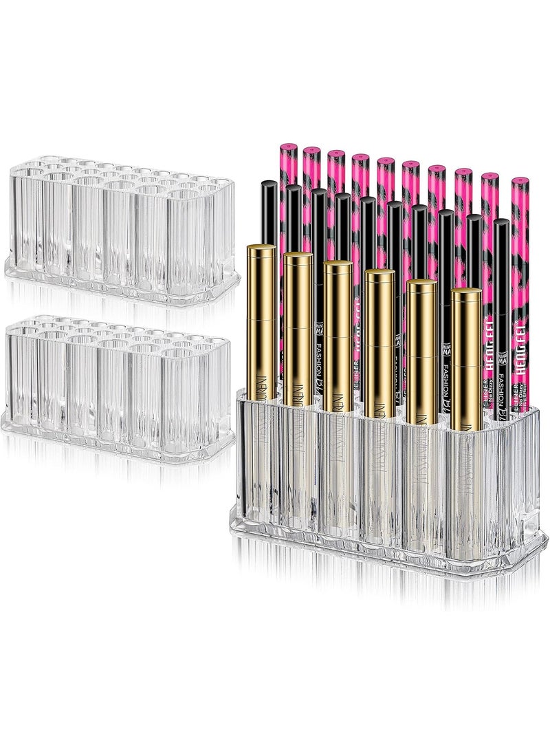 Foraineam Foraineam 3 Pack Acrylic Eyeliner Lip Liner Holder Organizer, 26 Slots Makeup Brush Pencil Organization Container, Clear Cosmetic Storage Display Holder 