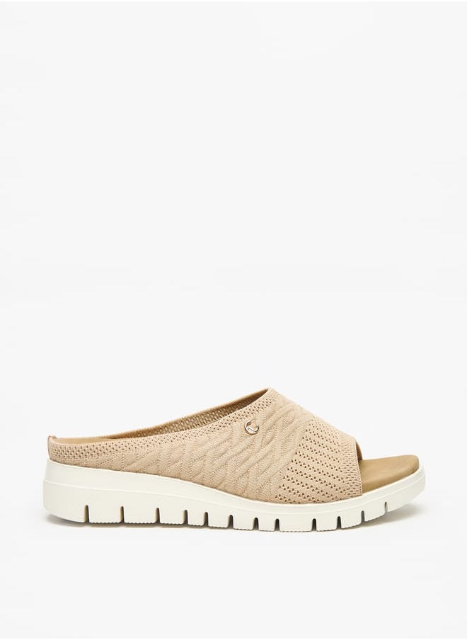 Le Confort - Women's Textured Slip-On Sandals with Flatform Heels - Image 1