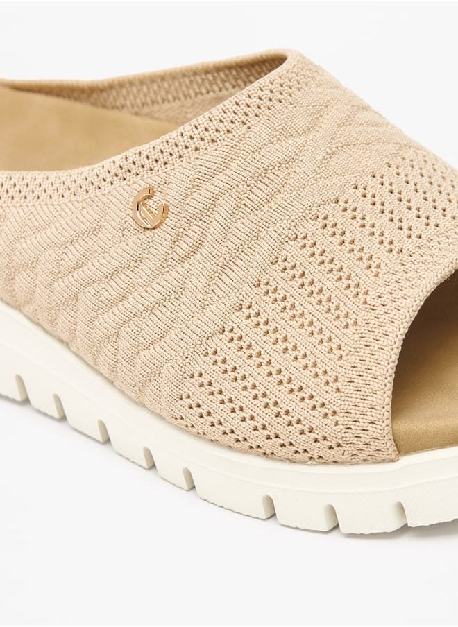 Le Confort - Women's Textured Slip-On Sandals with Flatform Heels - Image 1
