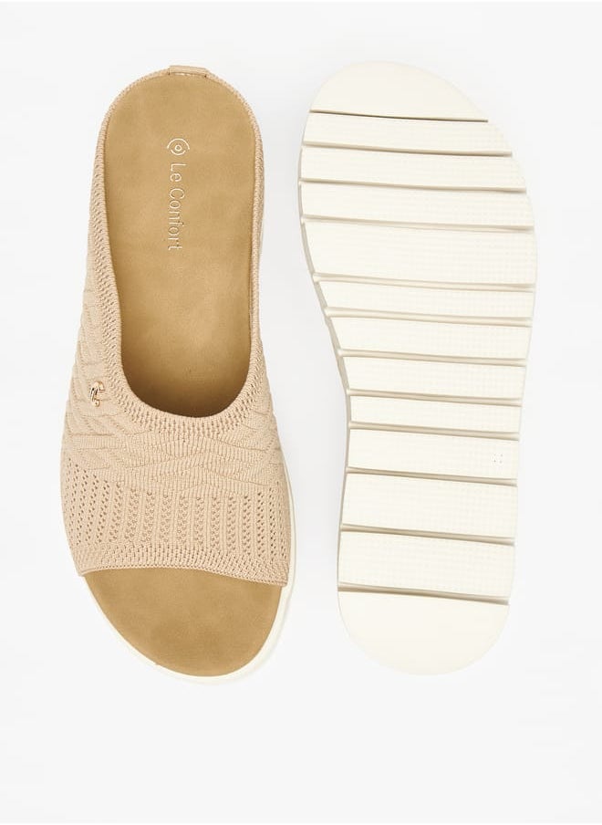 Le Confort - Women's Textured Slip-On Sandals with Flatform Heels - Image 1