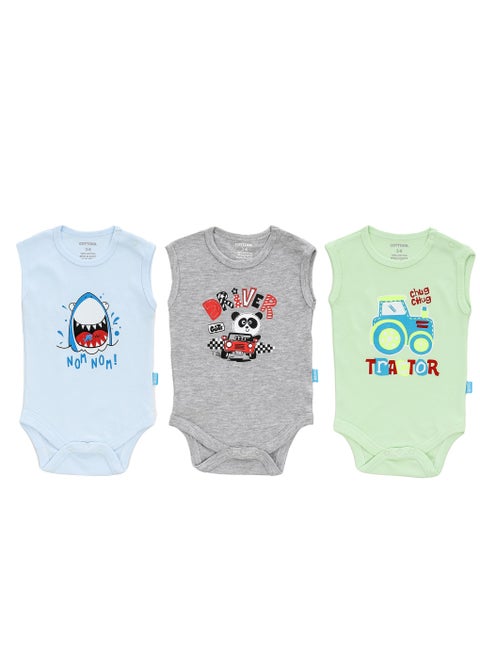 Bundle Of Three Sleeves Snap Closure Bodysuit
