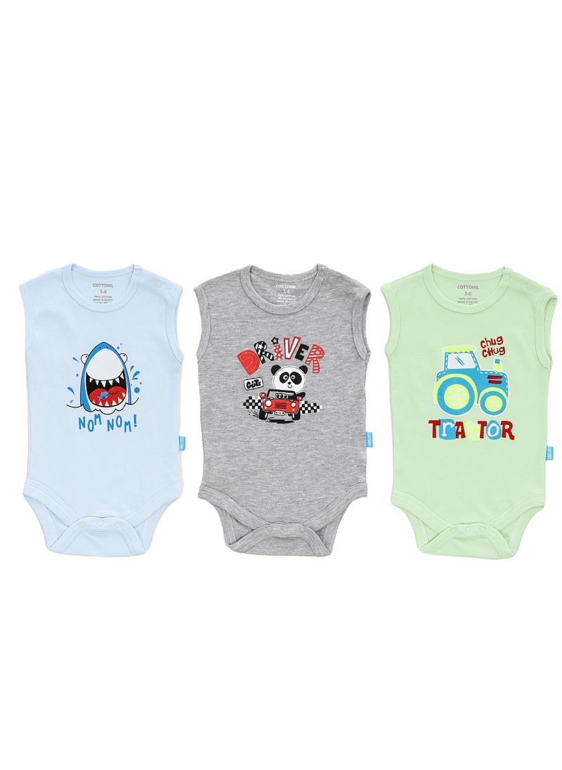 COTTONIL - Bundle Of Three Sleeves Snap Closure Bodysuit - Image 1