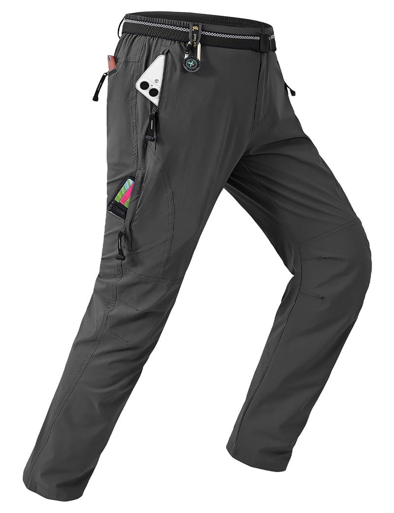 TBMPOY Men's Lightweight Hiking Pants Quick Dry Mountain Fishing Camping Travel Outdoor Pants Thin Dark Grey M - Image 1