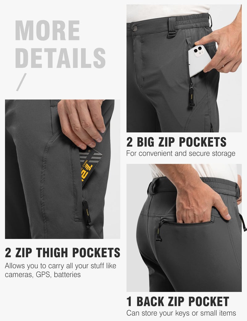 TBMPOY Men's Lightweight Hiking Pants Quick Dry Mountain Fishing Camping Travel Outdoor Pants Thin Dark Grey M - Image 5