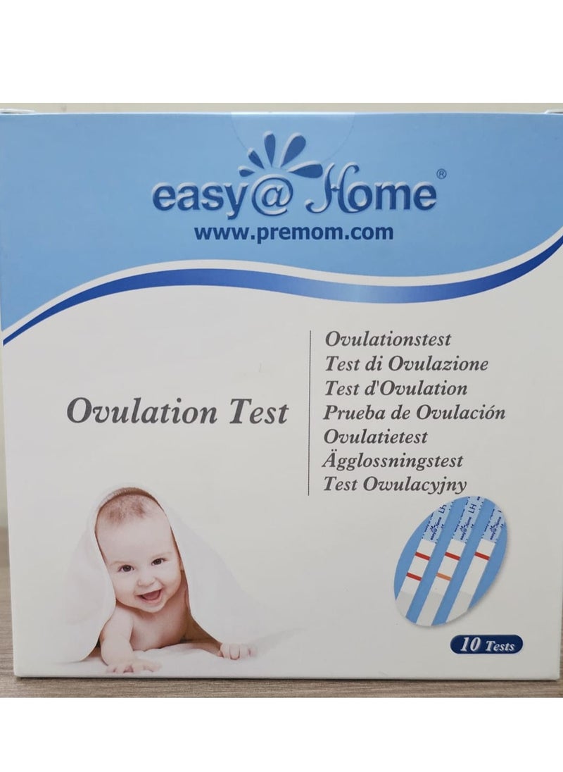 إيزي آت هوم مجموعة اختبار التبويض والخصوبة: إيزي@هوم 10 شريط اختبار LH دقيق لتحديد الخصوبة للنساء - مدعوم بتطبيق تتبع التبويض بريميم.  - Image 1